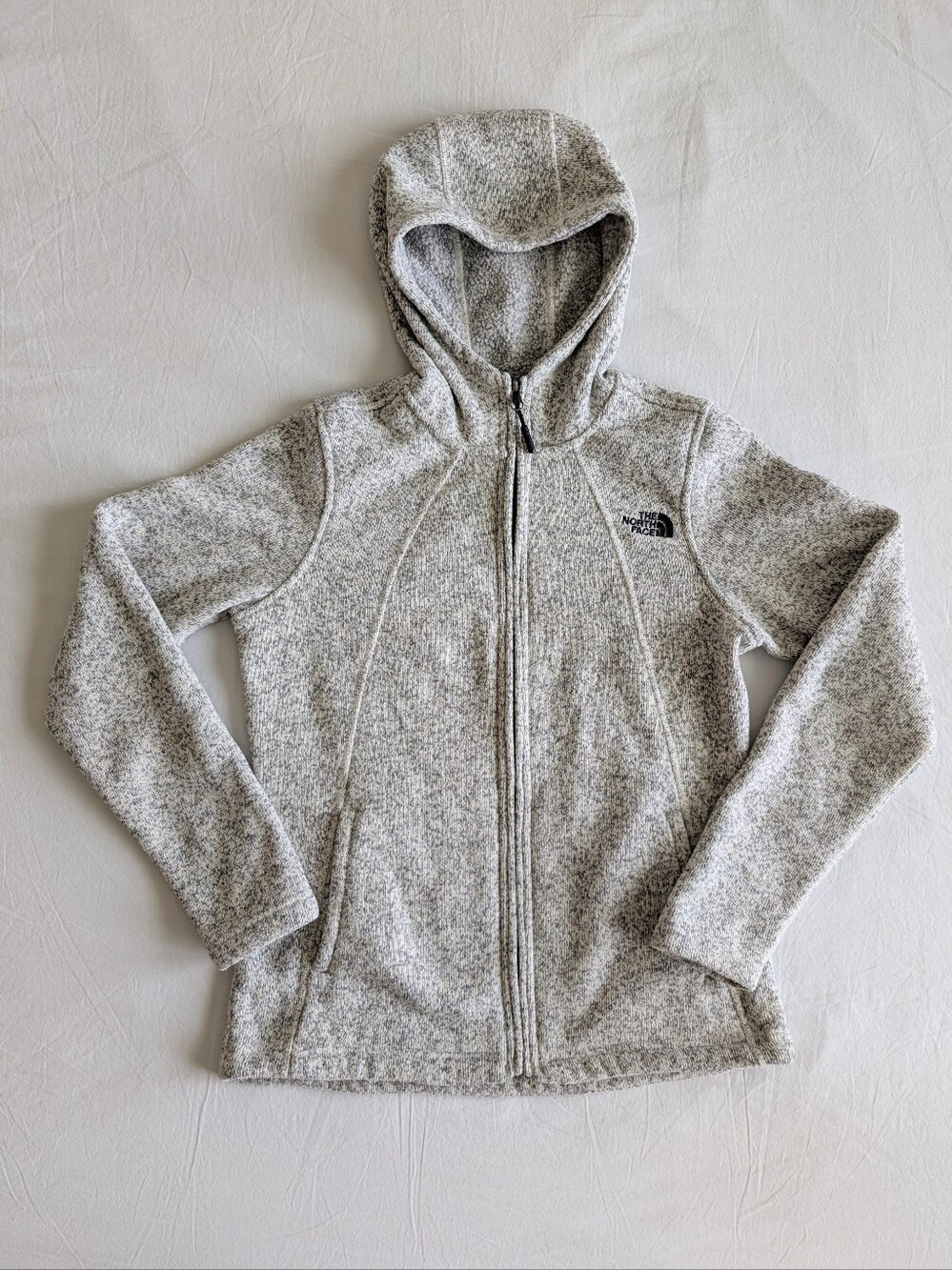 The North Face Women's Crescent Knit Fleece Full-Zip Hooded Jacket Heather Gray